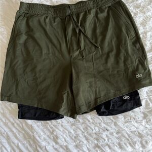 ALO Yoga Olive and Black Athletic Shorts